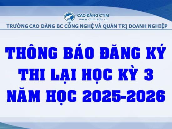 Thông báo đăng ký thi lại học kỳ 3 năm học 2025-2026